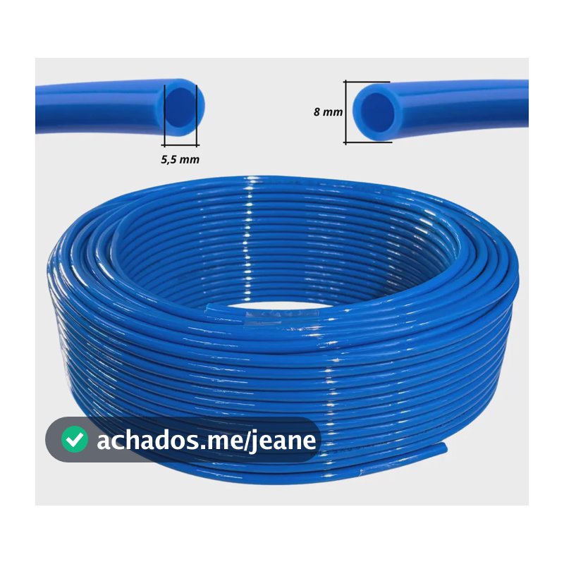 20 Mts Mangueira Poliuretano Pu Pneumática 8mm Azul Rodoar