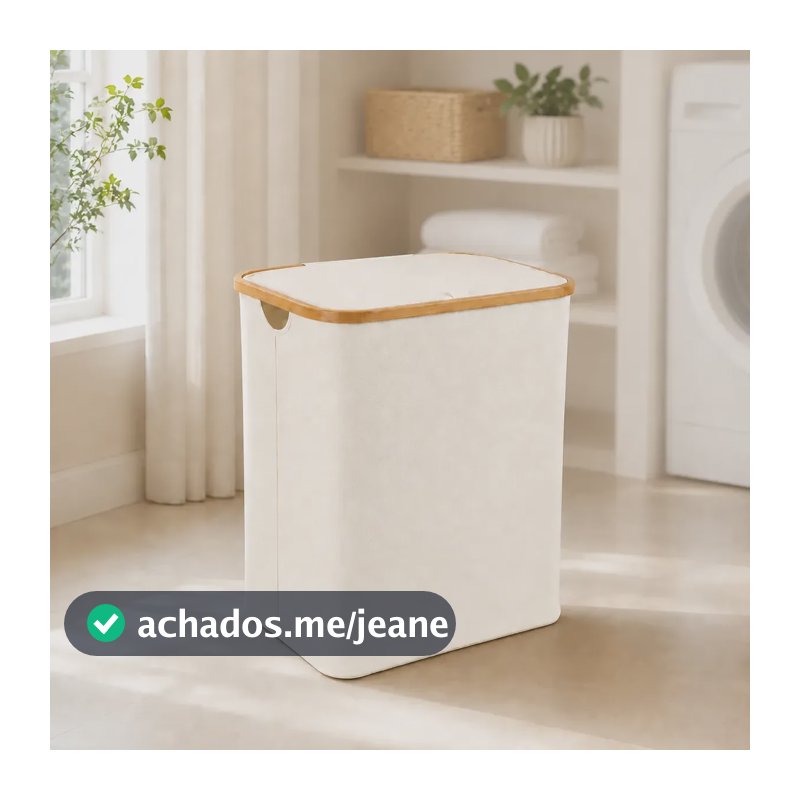 Heemli Cesto Roupa Suja Grande Dobráveltampapretocinzabranco Branco Liso