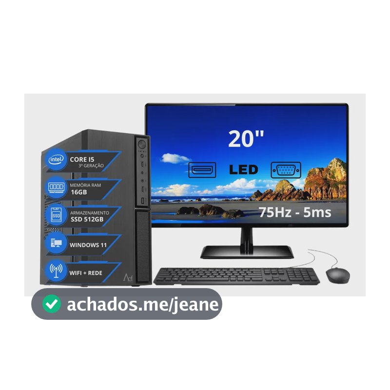 Computador Completo I5 16gb Ssd 512gb Monitor Mouse Teclado 512 Gb 16 Gb Intel Hd Graphics