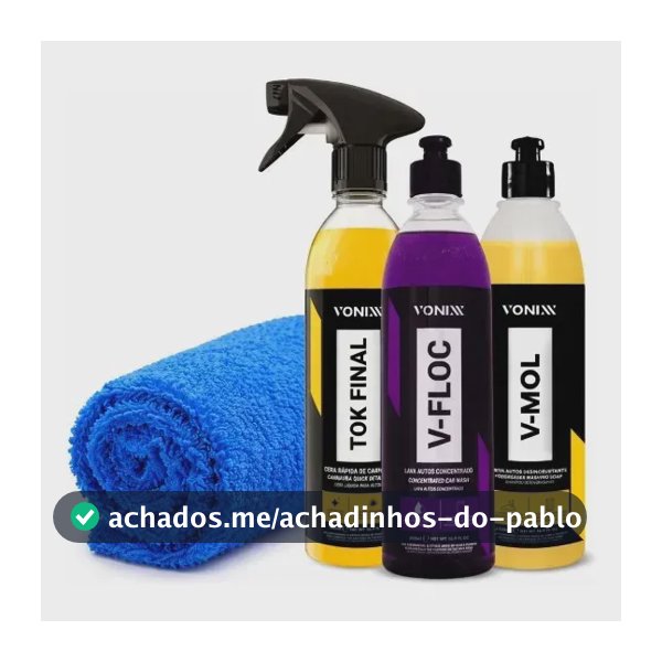 Kit Automotivo Vonixx Limpeza V-mol V-floc Toalha Tk Final