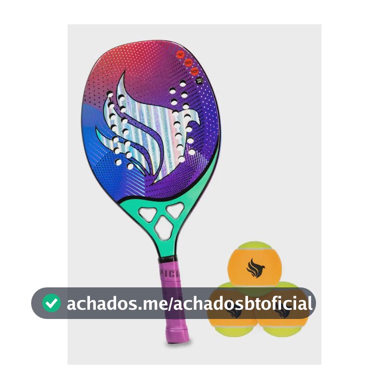 Kit Raquete Beach Tennis Pichau Hawaiian Waves + Kit Bolas
