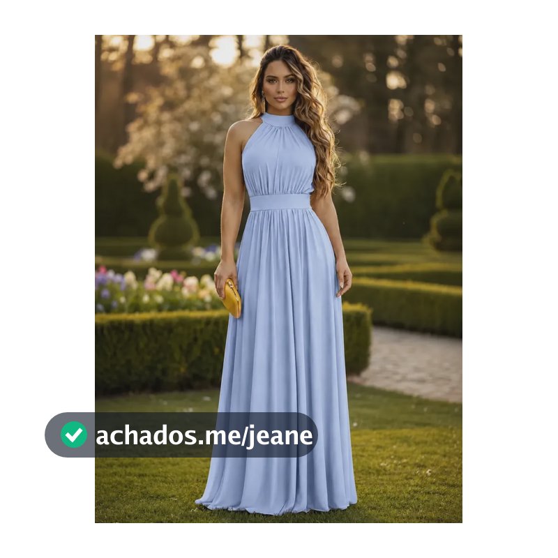 Vestido Festa Gala Casamento Formatura Madrinha Convidadavip Azul Serenity Liso Unico (38-42)