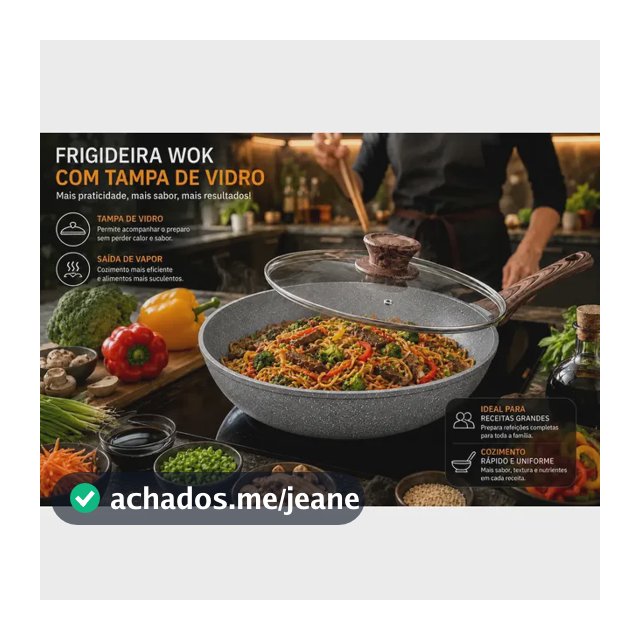 Frigideira Wok Antiaderente Cerâmica 28cm 4l Com Tampa De Vidro Indução Gás Elétrico Vitrocerâmico Cook Cerâmica Granito Cinza