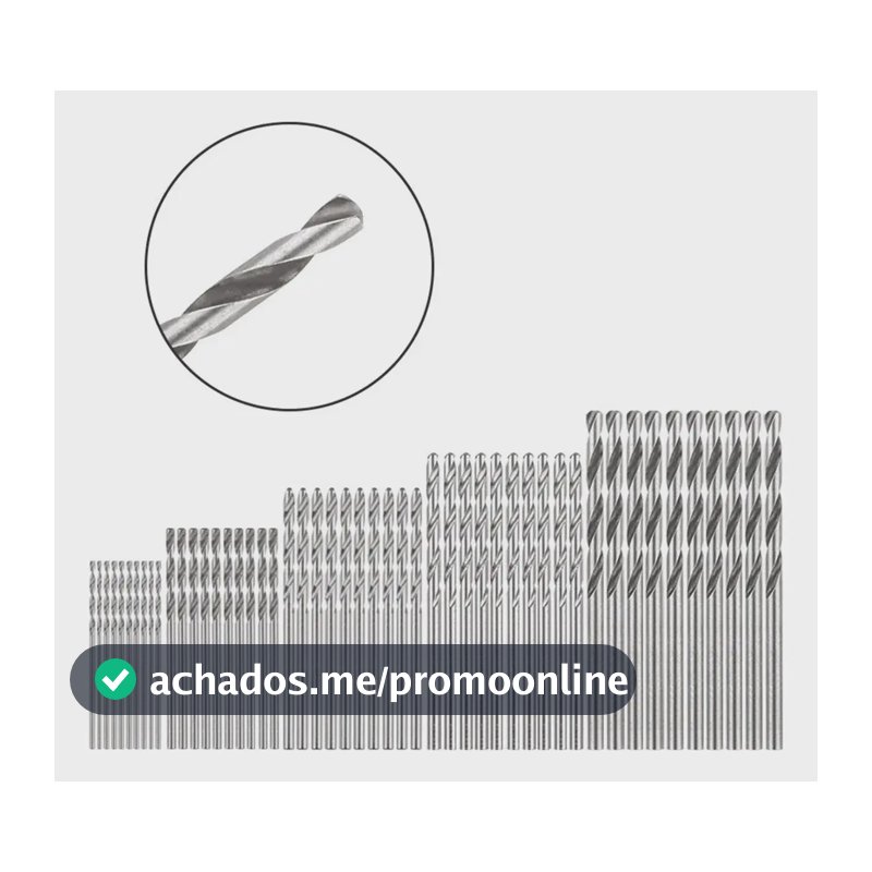 Kit Jogo 50 Brocas De Titânio Hss 1mm 1,5mm 2mm 2,5mm 3mm