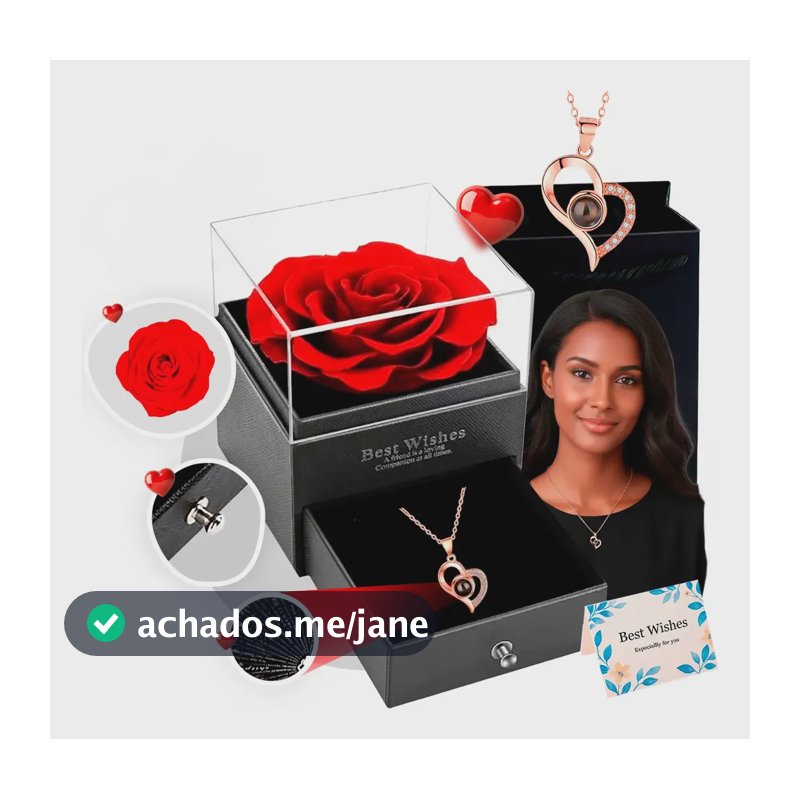 Presente De Rosa Eterna Colar De Coração Esposa/namorada/mãe Rose
