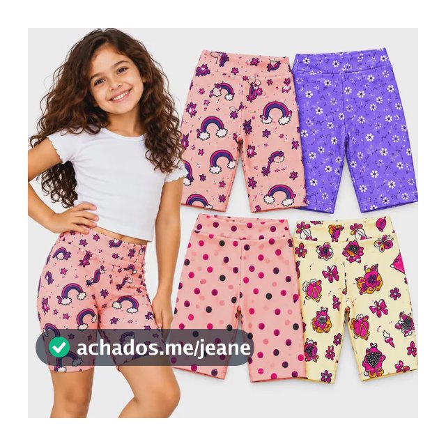 Kit 4 Bermuda Ciclista Infantil Meninas - Conforto Em Cotton