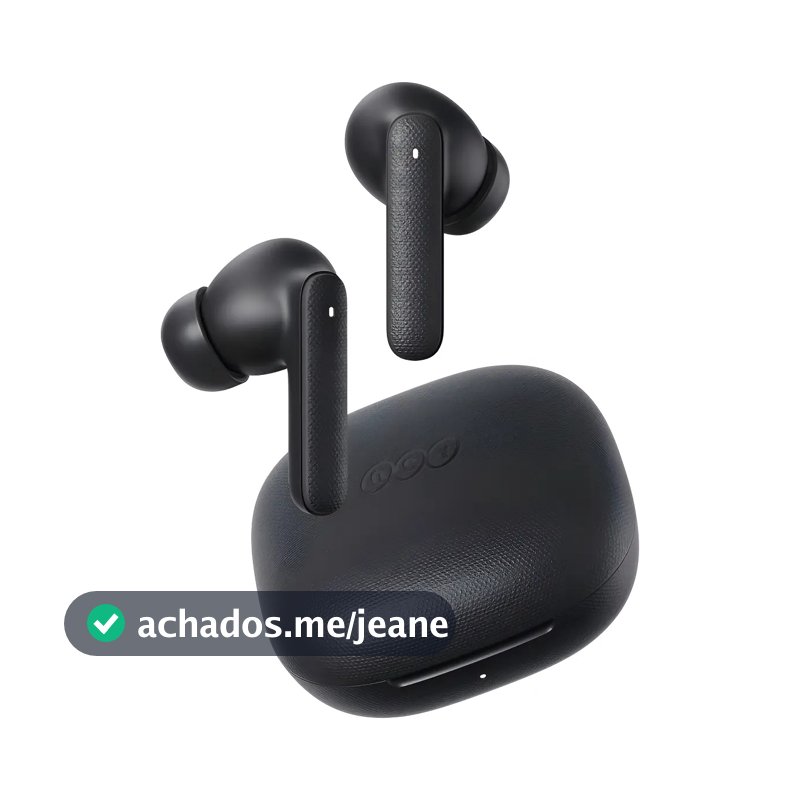 Fone de OuvidoQCY Buds T43 ENC Bluetooth 5.3, IPX4, 35H de Reprodução, Drivers de 10mm, Cor Preto