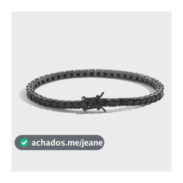 Pulseira Riviera Masculina Preta Zircônias Ródio Negro