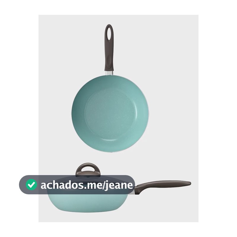 Panela Wok Com Tampa Antiaderente Brinox 24cm 2,3l Cerâmica Cor Verde