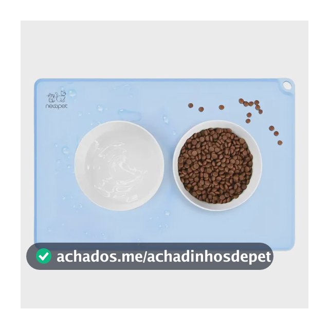 Newpet Tapete Pet Comedouro Cão Gato P Comida Água 40x50cm Azul-claro