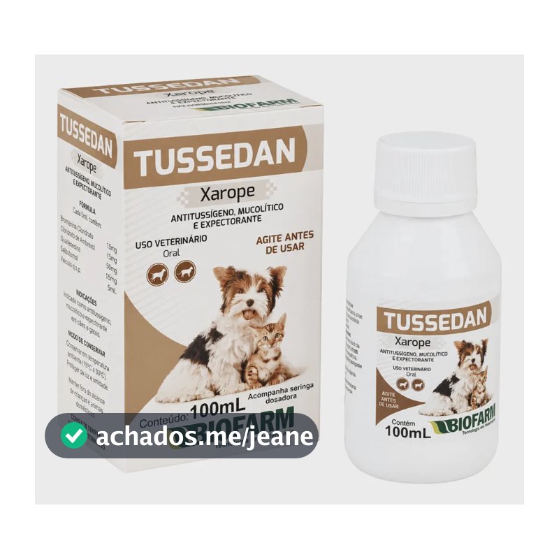 Tussedan xarope pet cães e gatos 100ml Biofarm Cachorros