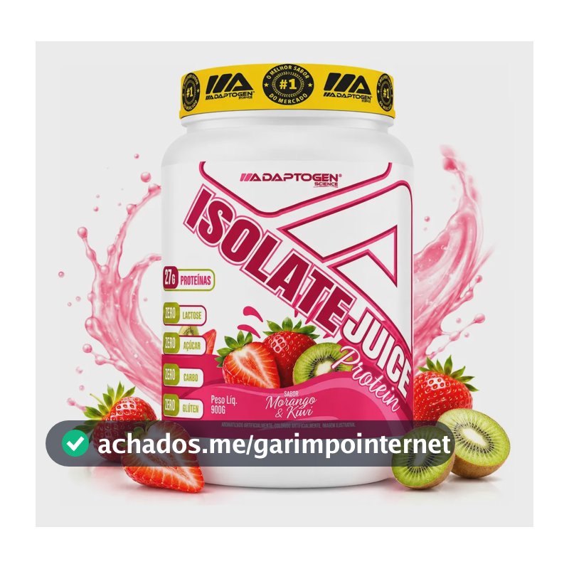 Proteína Adaptogen Isolate Juice em pó sabor Morango kiwi x 900g