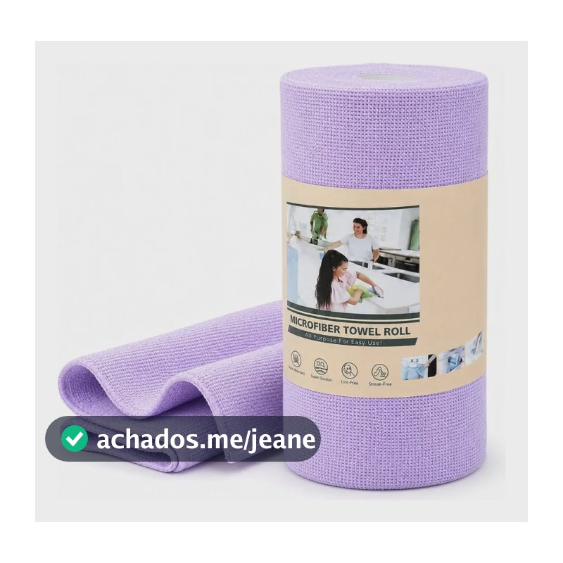 Rolo De Pano De Limpeza Em Microfibra 25x25 Cm 50 Folhas Top Violeta