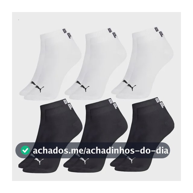 Kit 6 Pares Meia Infantil Puma Sapatilha Cano Curto Unissex