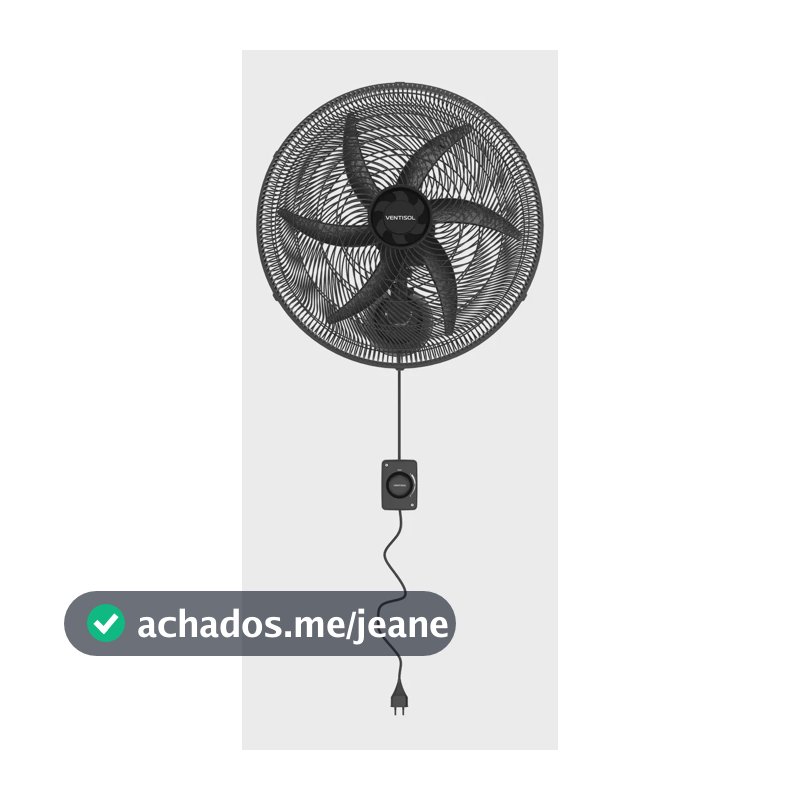 Ventilador De Parede Ventisol Oscilante 50cm Premiun 50 Cm 135w Preto 220 P Plástico 6