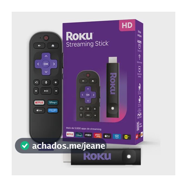Roku Streaming Stick Para Tv Hd/fhd Controle Por Voz Preto De Voz
