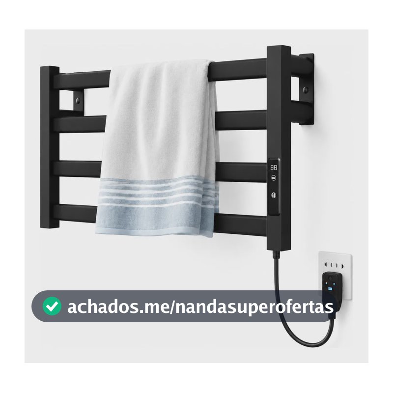 Toalheiro Elétrico Térmico Com Controlo De Temperatura Preto 110v