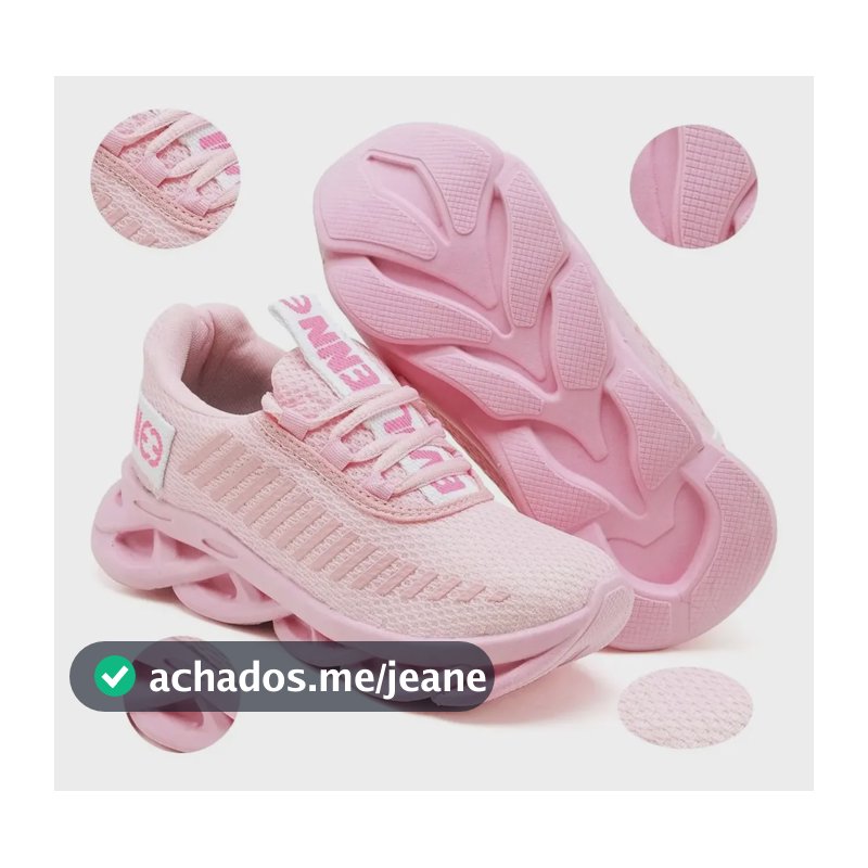 Tênis Infantil Feminino Sola Trança Confortável Promoção Rosa Liso 30 Br