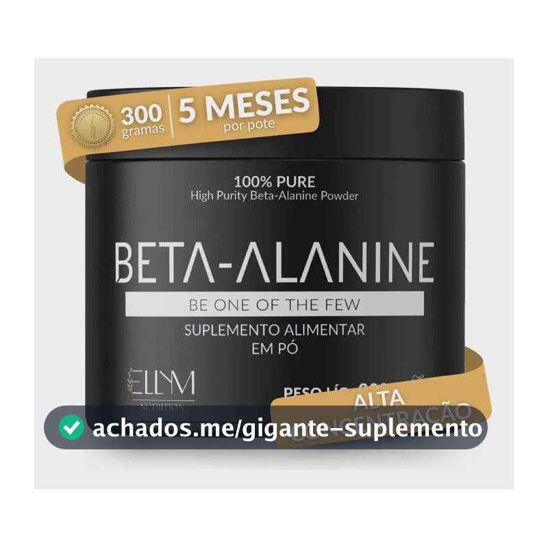 Beta Alanina 300g 100% Pura Performance Recuperação Muscular Pós Pré Treino 150 Doses Sem Sabor Concentrada Ellym Nutrition
