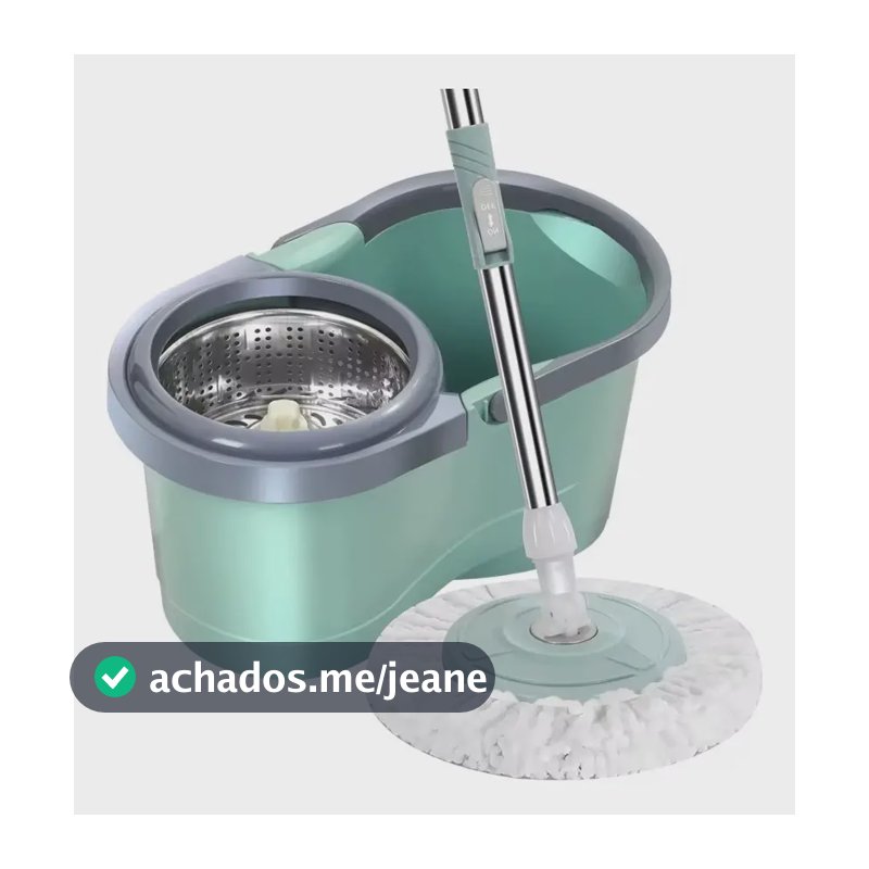 Mop Spin Limpeza 360 Giratório Cesto Em Inox 13 Litros Verde-claro