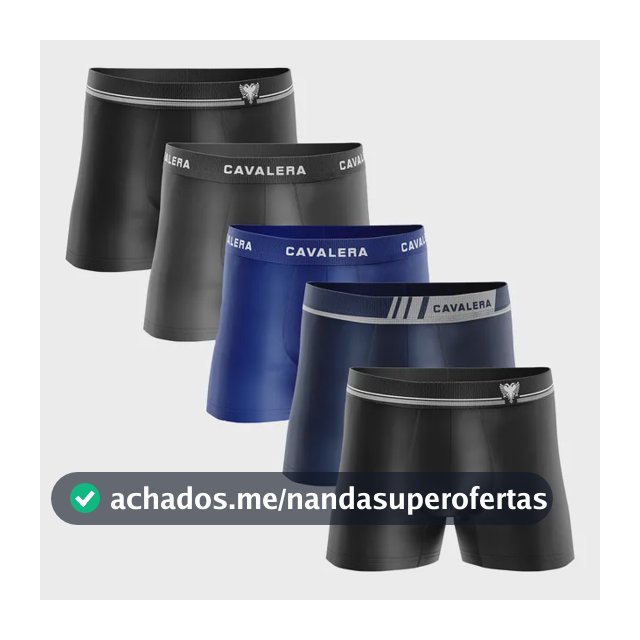 Kit 5 Cuecas Boxer Masculina Cavalera Sem Costura Poliamida Sortidos Liso G