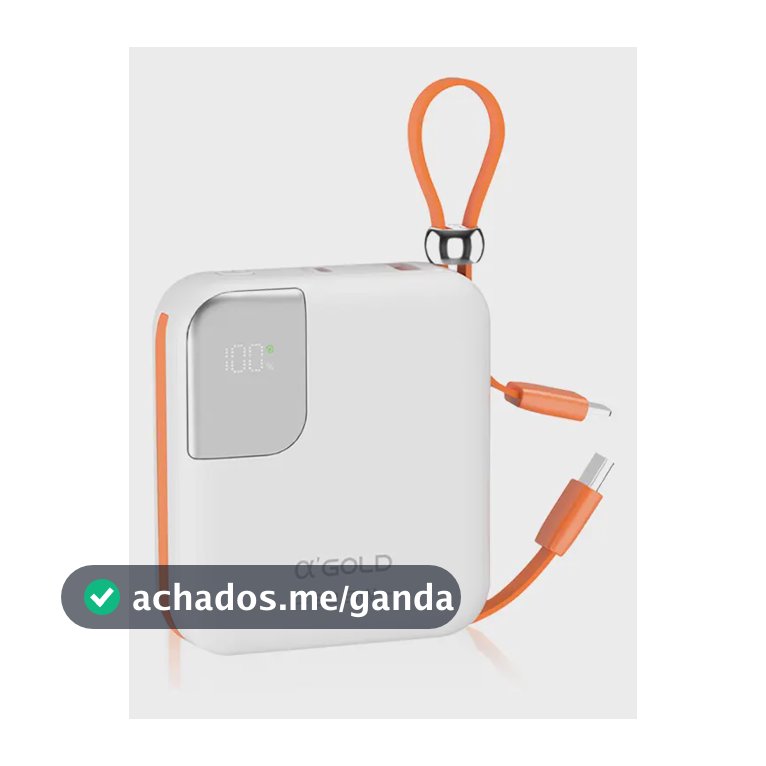 Carregador Portátil Power Bank 10.000mah Universal Display Cor Branco
