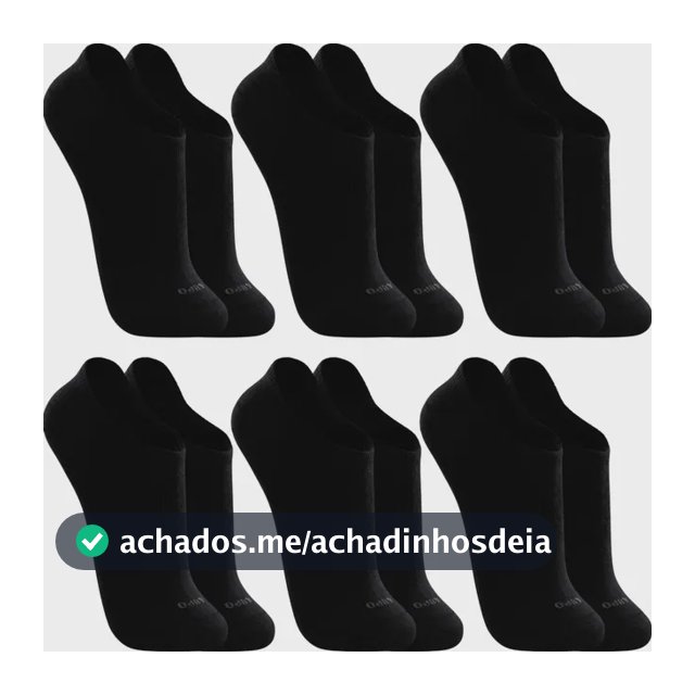 Kit 6 Pares Meias Soquete Invisível Lupo Algodão Unissex