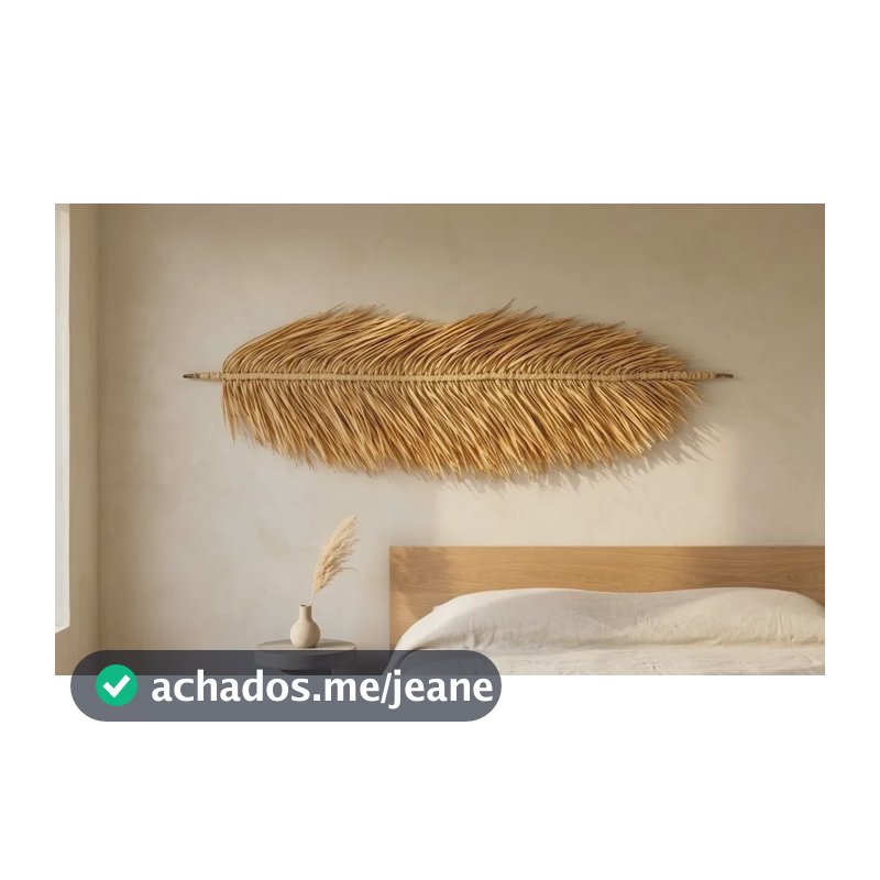 Decoração De Parede Folha Grande Em Fibra Natural Boho 1 M