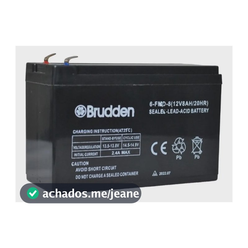Bateria 12V 8Ah Pulverizador Elétrico Costal Brudden