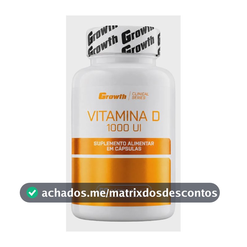 Vitamina D 1000ui 60 Caps Growth Supplements - Sem Sabor Sem Sabor