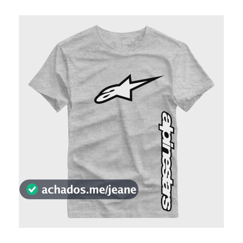 Camiseta Alpinestars Premium 100% Algodão Moto Motoqueiro G Cinza