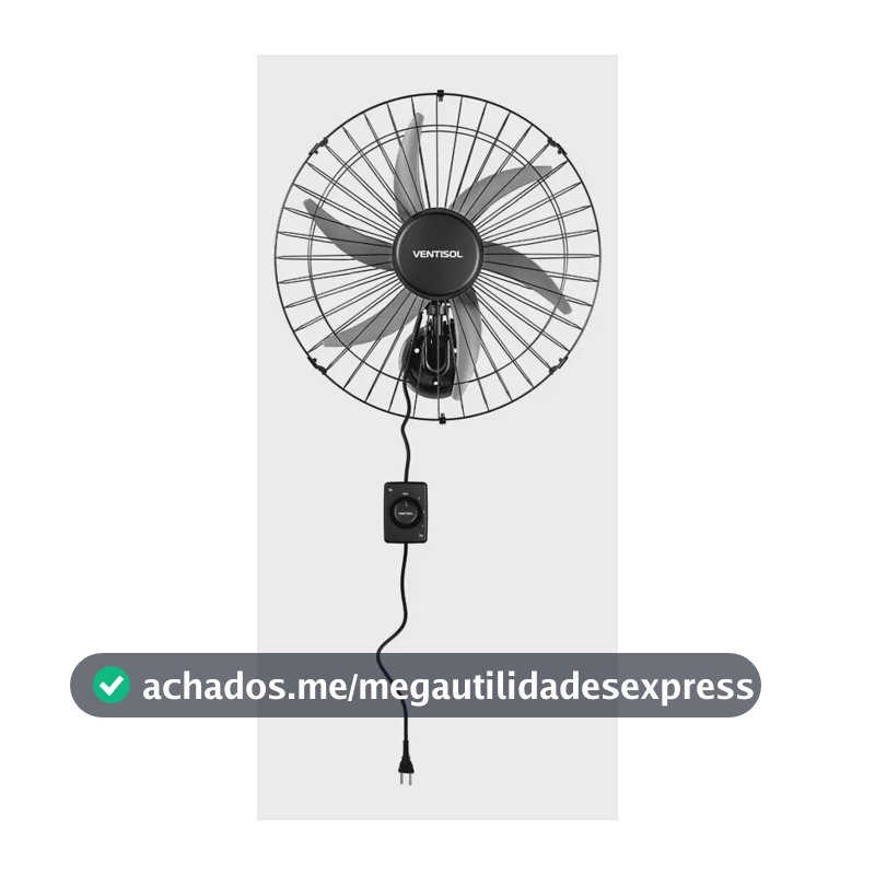 Ventilador oscilante de parede ventisol Steel 6 pás 50cm preto
