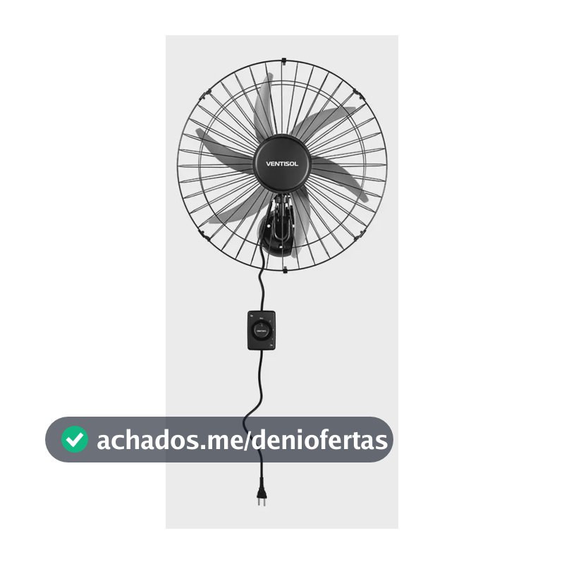 Ventilador oscilante de parede ventisol Steel 6 pás 50cm preto
