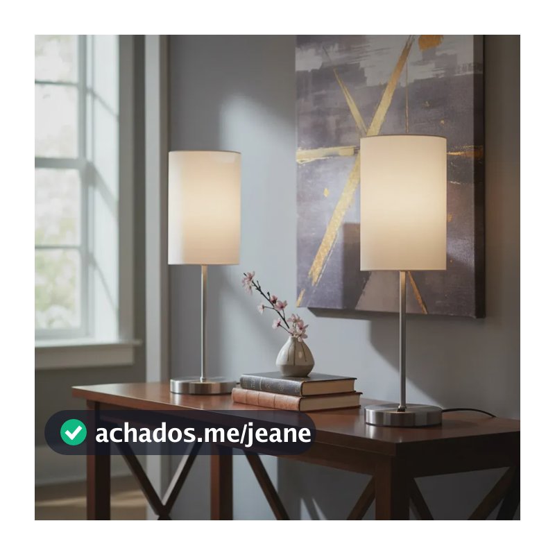 Luminaria De Mesa Kit 2 unidades Abajur Criado Mudo e Lateral De Cama Bivolt Luminaria De Tomada Cupula Algodao Branco Base Escovada Estrutura Toda Em Aluminio Premium Soquete E27 Abajur Elegante