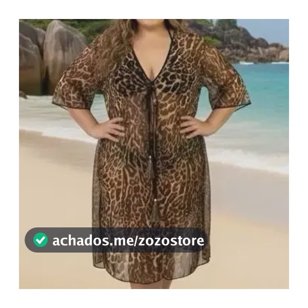 Kimono Tule Plus Size Leve Transparente Praia Piscina 46 56