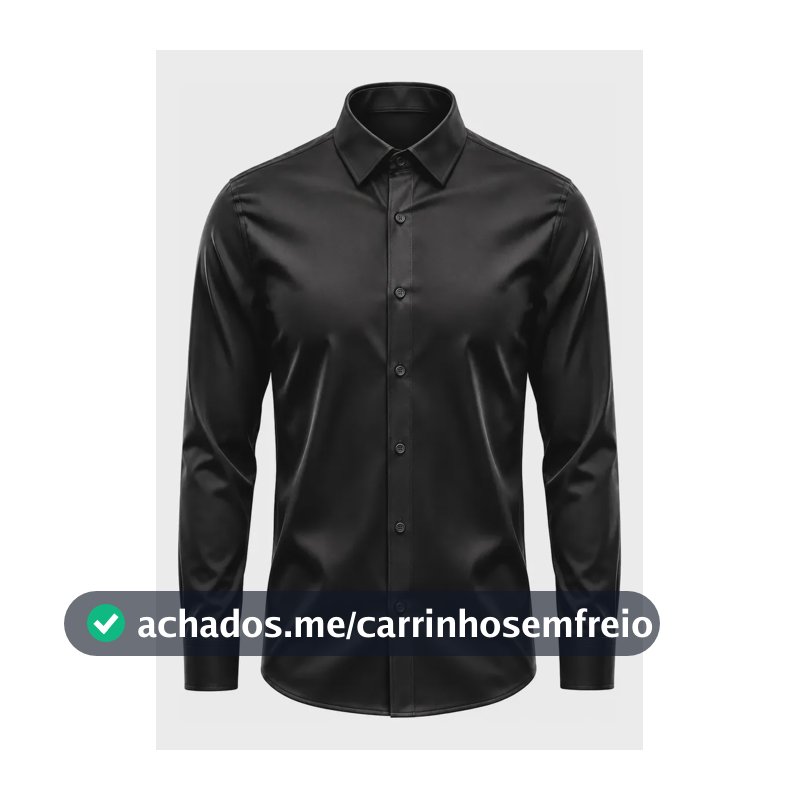 Camisa Social Masculina Slim Fit Premium Passa Facil Preto Liso G
