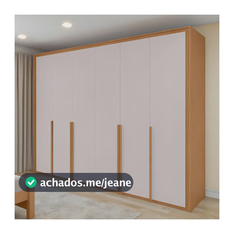 Guarda Roupa 6 Portas Easy Space Amendoa Clean/off White