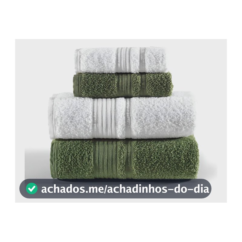 Jogo De Toalhas Tóquio Banho 4 Peças Branco E Verde Deep Olive Lisa Altenburg