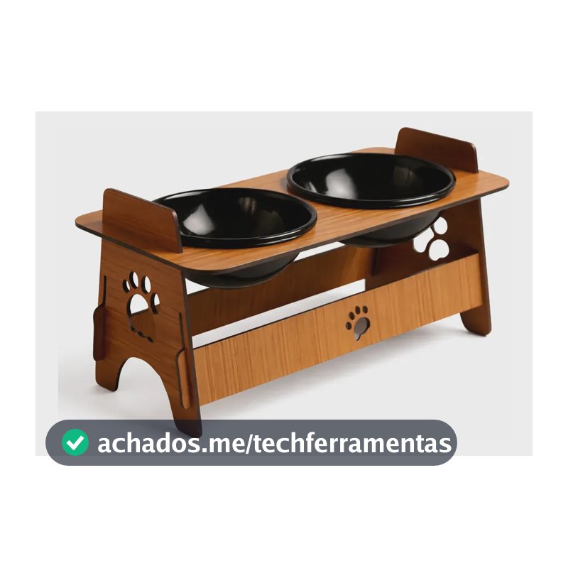Comedouro Pet Mdf Tijela Dupla 400ml Cor Caramelo