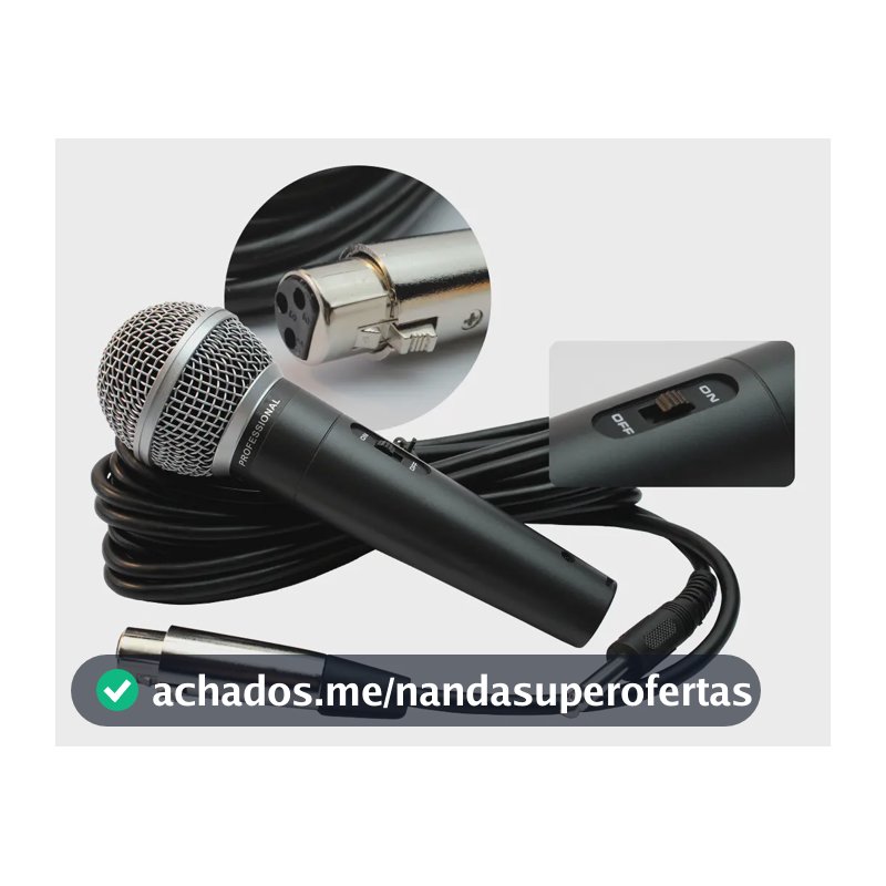 Microfone Com Fio 5 Metros Dinâmico Profissional Para Igreja Karaoke Palestras Eventos Som Potente Diggicom