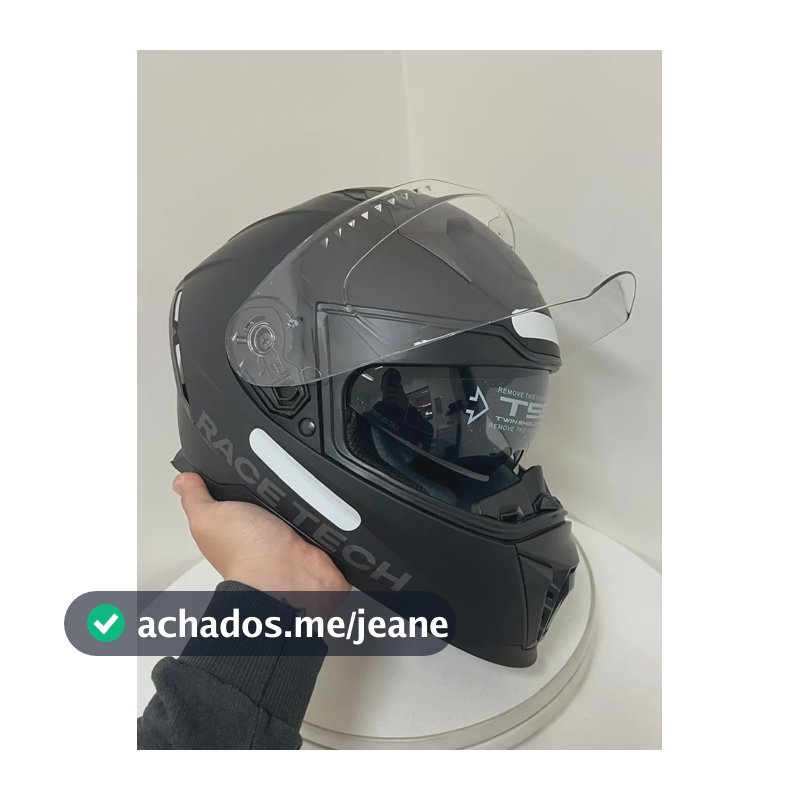 Capacete Race Tech Volt Abstrak Preto Fosco C/ Óculos Leve Preto Monocolor Fosco 55/56