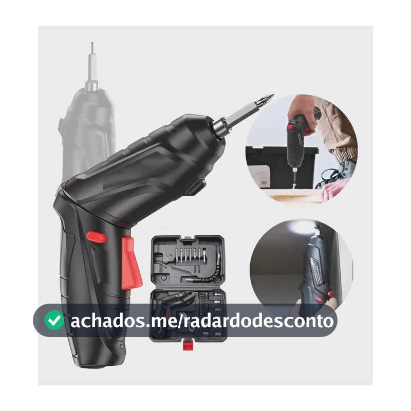Parafusadeira Usb 4.2v Elétrica Portátil 45 Peças Preto 127/220v
