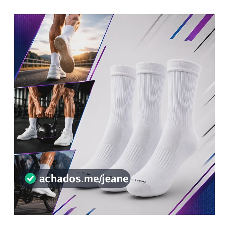 Kit 3 Meias Poliamida Corrida Esportiva Bike Runing Academia Branco Lisa 39 Ao 43