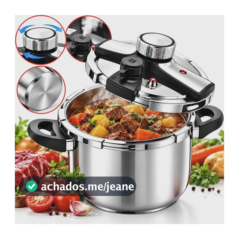 Panela De Pressão Inox 8l Para Fogão A Gás E Indução 304 8litros