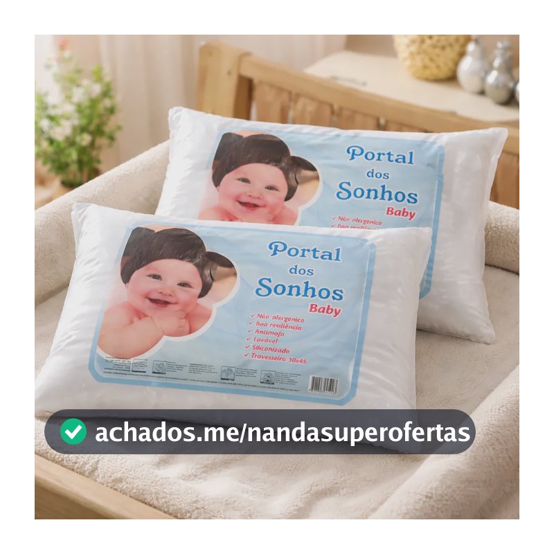 2 Travesseiro Bebê Infantil Criança 30x45 Antialérgico Macio Branco