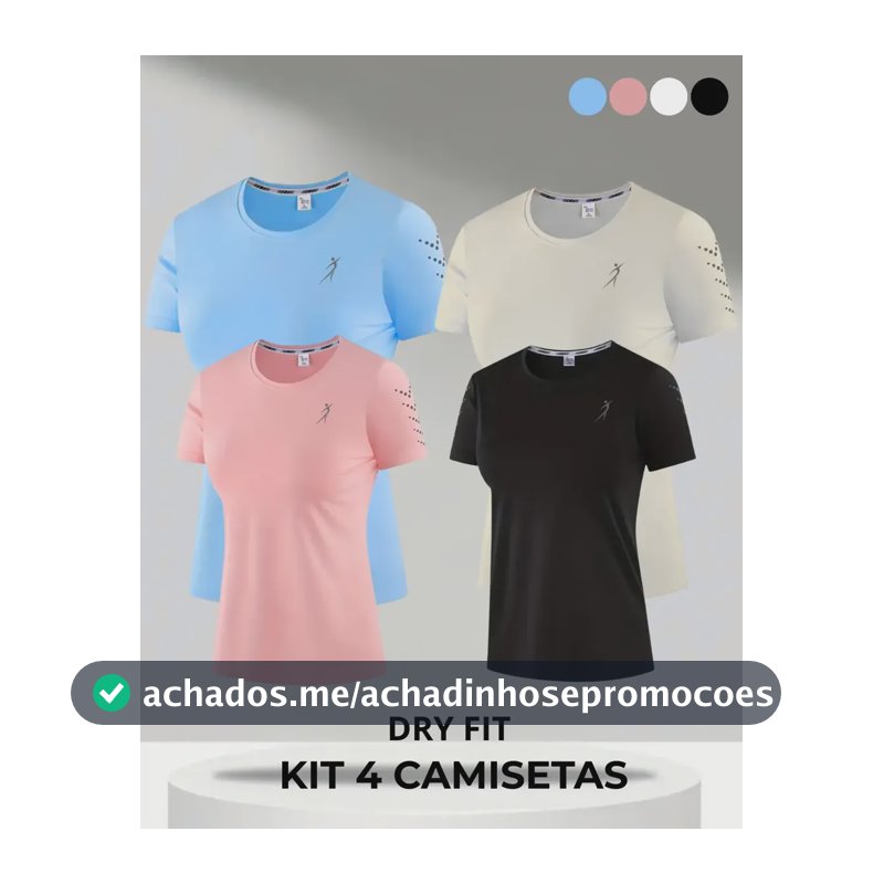 Kit 4 Camisetas Dry Fit Feminina Academia Tecido Levinho