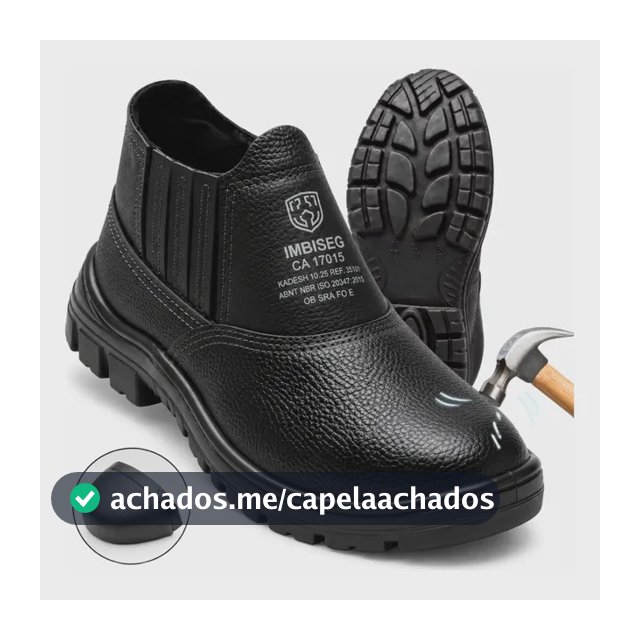 Bota Botina Segurança Trabalho Couro Resistente Epi Bico Pvc