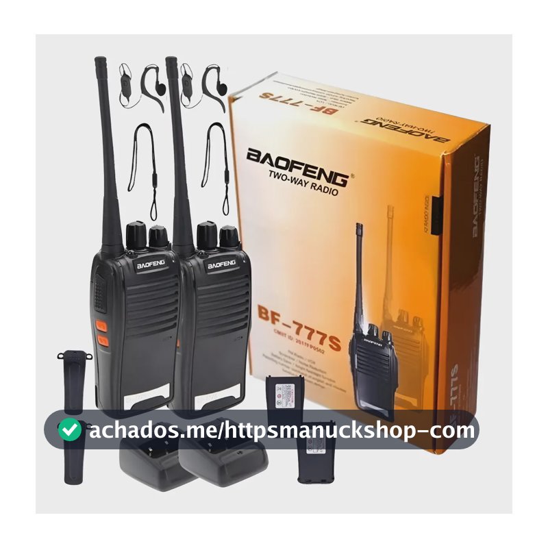 Kit Par 2 Radio Baofeng 777s Walk Talk Comunicador 16 Canais Preto 127/220v