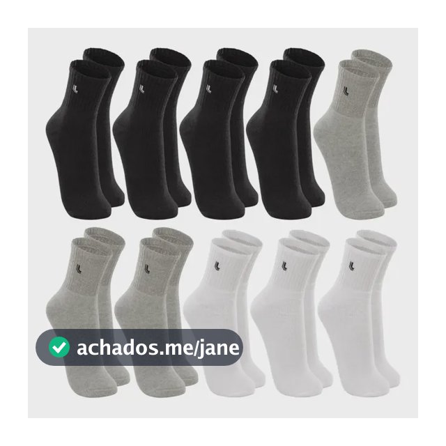 Kit 10 Pares Meia Lupo Original Masculina Cano Médio Algodão
