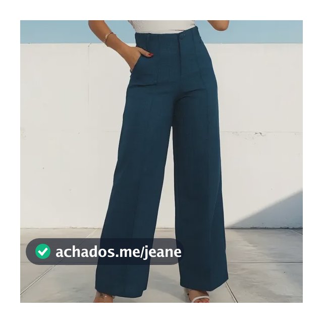 Pantalona Linho Feminina Calça Cintura Alta Social
